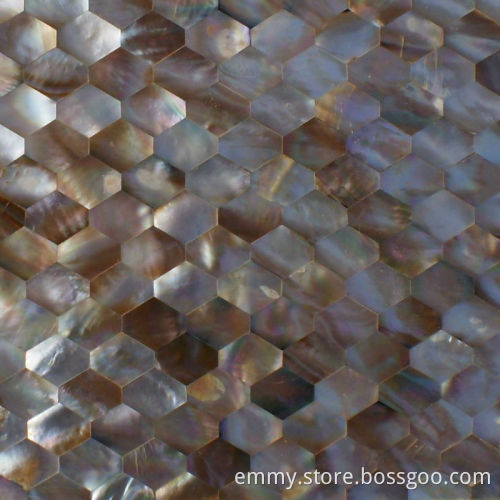 Hexagon brown lip mother of pearl seashell mosaic tile